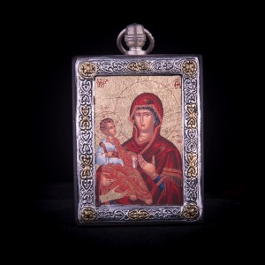 002/0029 Silver icon of three hands virgin Mary 