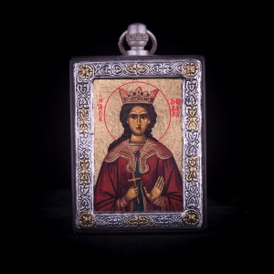 002/0030 silver icon of Saint Barbara