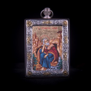 002/0036 Silver icon of Prophet elijah