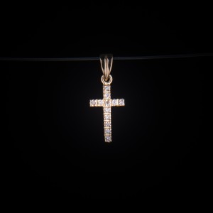 003/0270 Simple gold  with diamonds cross
