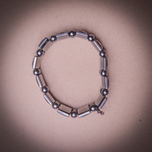 005/0017 Hematite  bracelet with icons 
