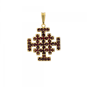 003/00431 Gold on silver jerusalem  cross with Garnet stones